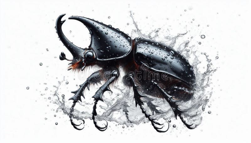 Stock photo showing a bright beetle on a fresh leaf stock illustration