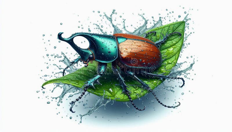 Stock photo showing a bright beetle on a fresh leaf royalty free illustration