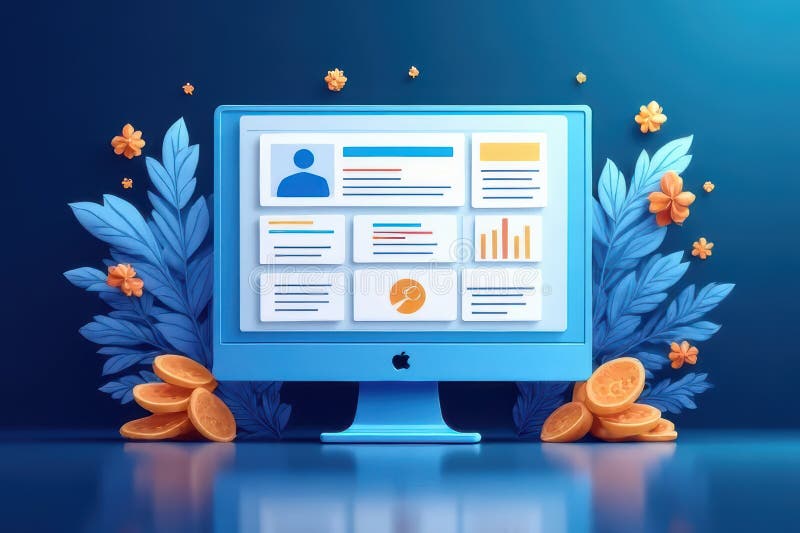 Stock Photos and Website Optimization Processes for SEO Ranking vector illustration