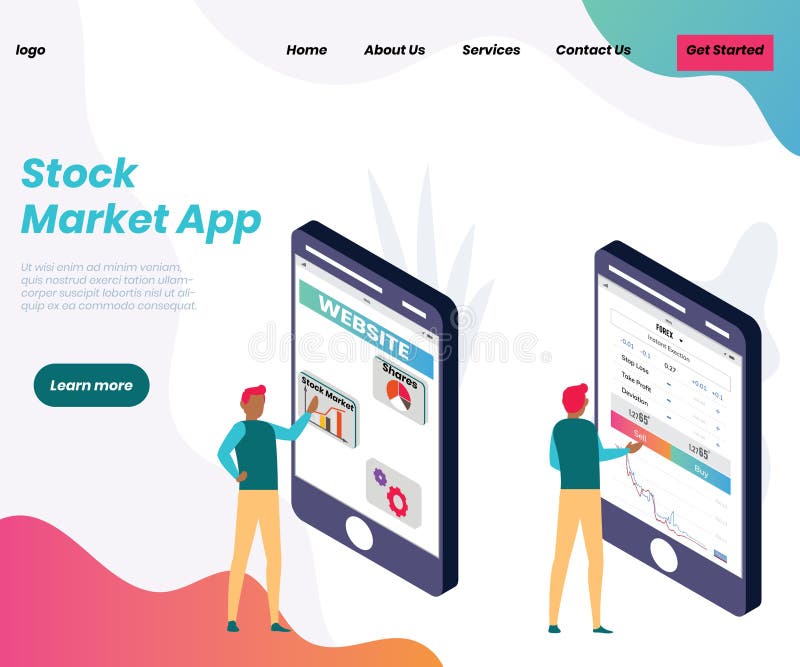 Stock Trading app for Business people Isometric Artwork Concept royalty free illustration Stock Trading app for Business people Isometric Artwork Concept royalty free illustration
