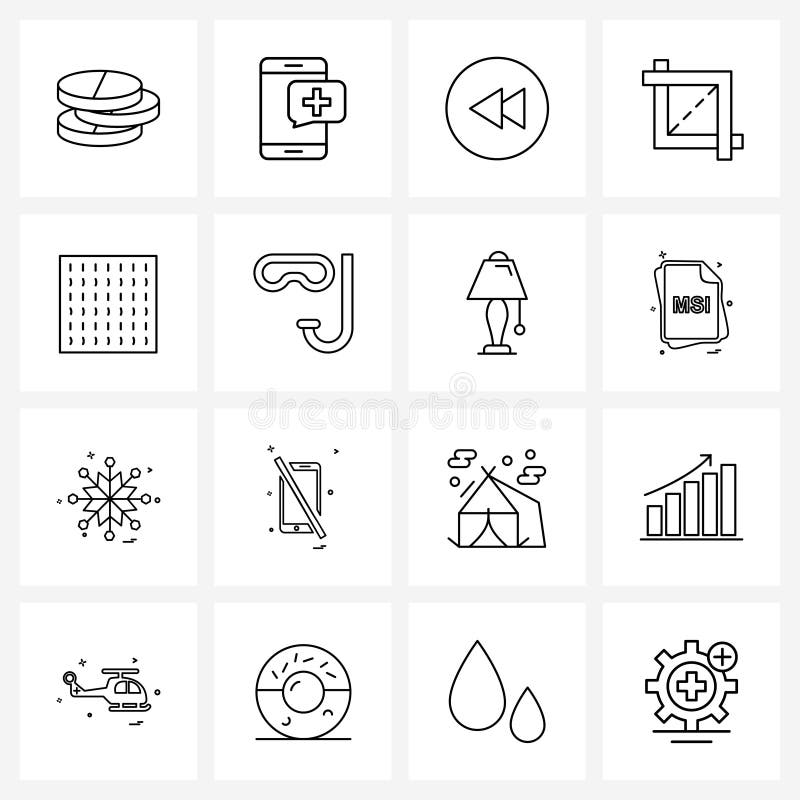 Stock Vector Icon Set of 16 Line Symbols for fog, graphic, rewind, design, previous vector illustration