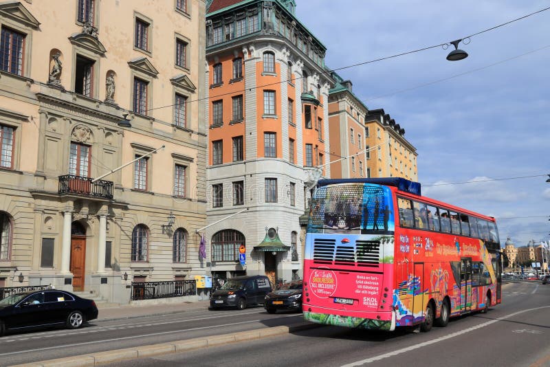 Stockholm bus tour editorial stock photo. Image of city - 129830758