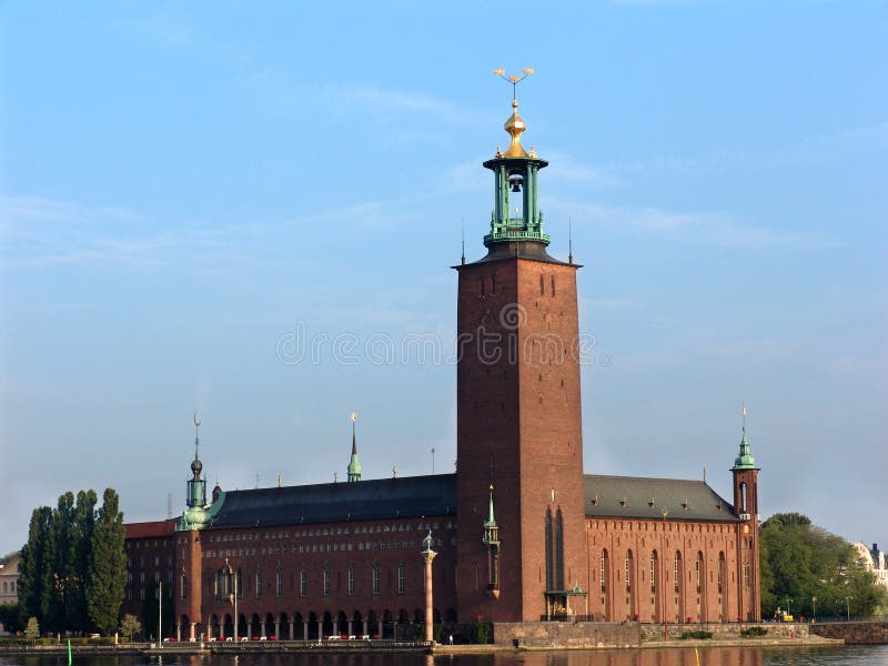 Stockholm City Hall. Is the building of the Municipal Council for the City of Stockholm in Sweden. It is the venue of the Nobel Prize banquet and one of royalty free stock photos Stockholm City Hall. Is the building of the Municipal Council for the City of Stockholm in Sweden. It is the venue of the Nobel Prize banquet and one of royalty free stock photos
