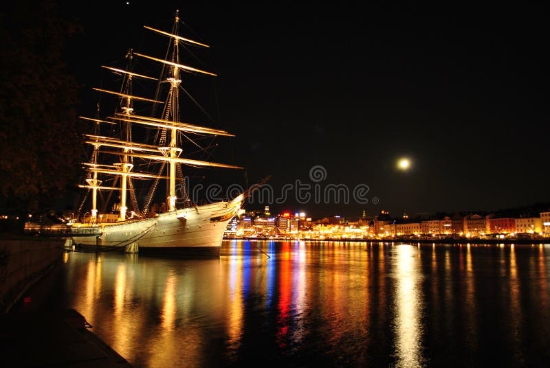 Stockholm at night stock image. Image of night, sweden 34685687