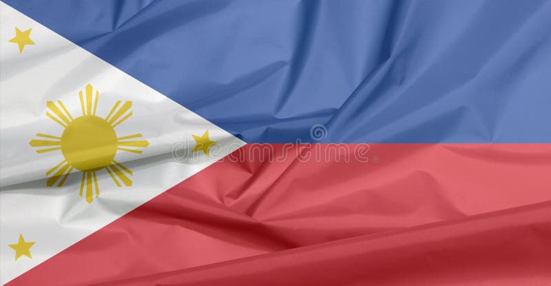 Stoffenvlag van Filippijnen Vouw van Filipijnse vlagachtergrond stock afbeelding Stoffenvlag van Filippijnen Vouw van Filipijnse vlagachtergrond stock afbeelding
