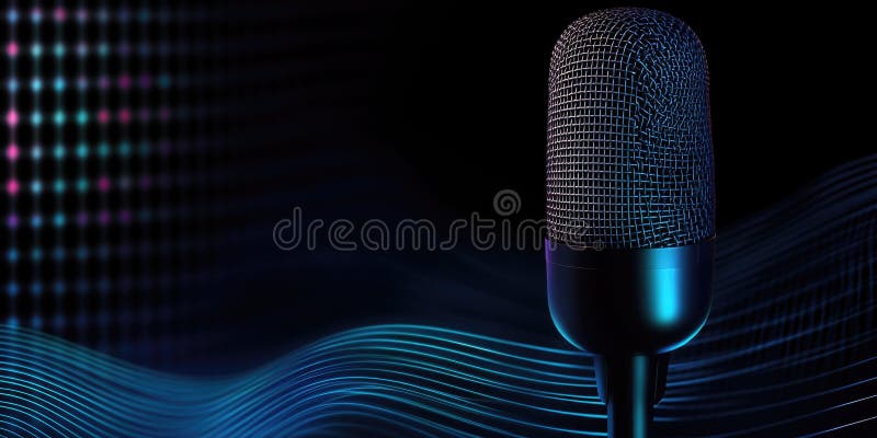 Stojak mikrofonowy na ciemnym tle zdjęcie royalty free