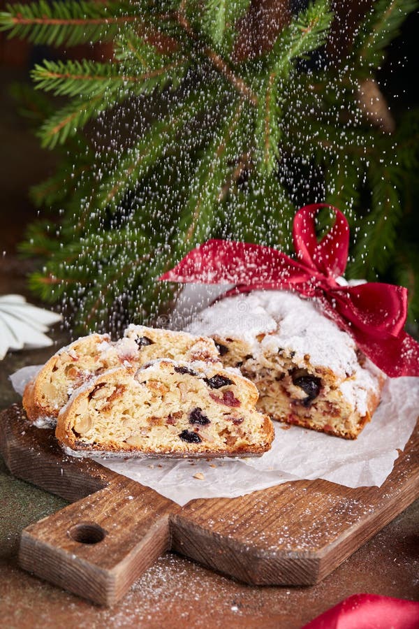 Stollen Christmas Cake with Nuts, Spices, Dried and Candied Fruit ...