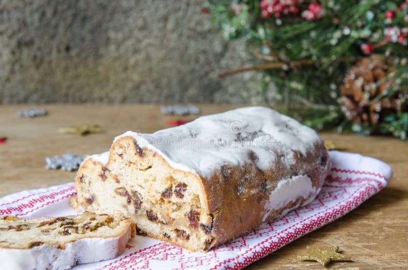 Stollen, Traditional Christmas Cake of Germany. Stock Photo - Image of