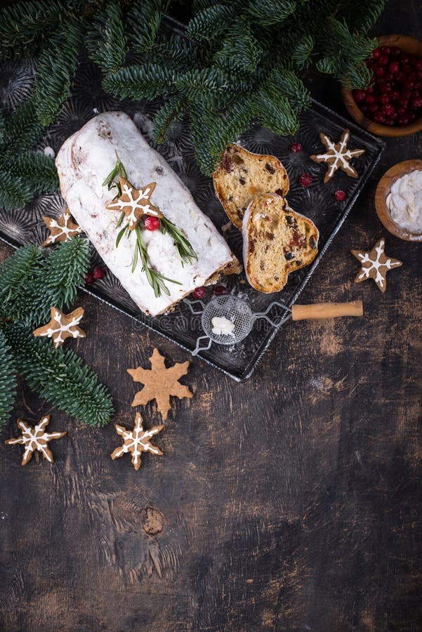 Stollen, Traditional Festive German Christmas Cake Stock Photo - Image