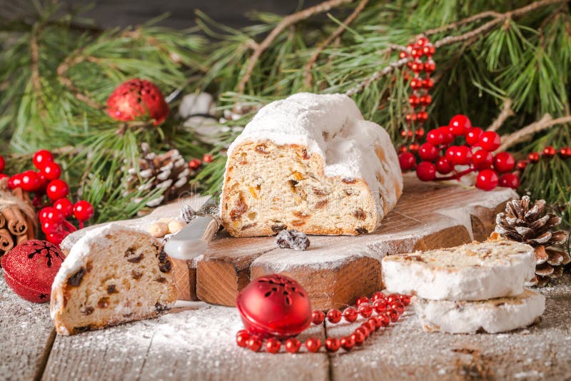 Stollen.Traditional German Christmas Cake Stock Image - Image of season