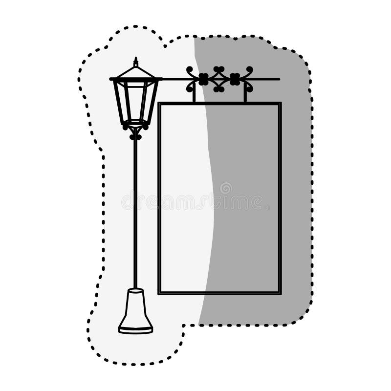 Stolpe för klistermärkekonturlampa med affischen royaltyfri illustrationer