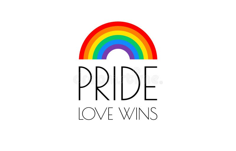 Pride love wins text and rainbow flag isolated on white background - vector illustration. Pride love wins text and rainbow flag isolated on white background - vector illustration