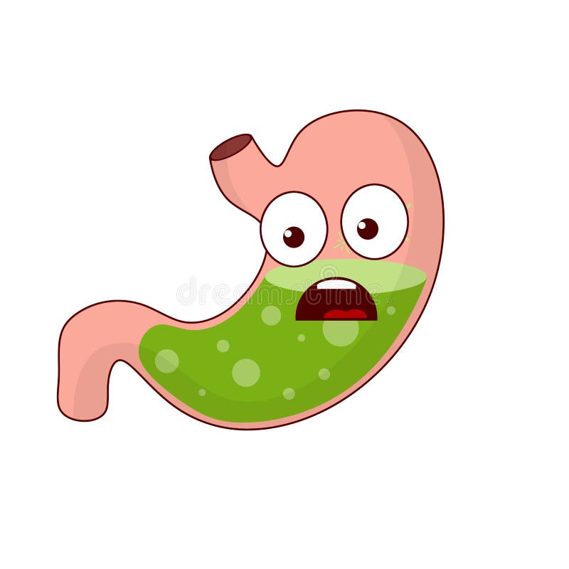 Stomach with a Grumpy Face. Cartoon Flat Illustration Stock Vector -  Illustration of constipation, cute: 134911219