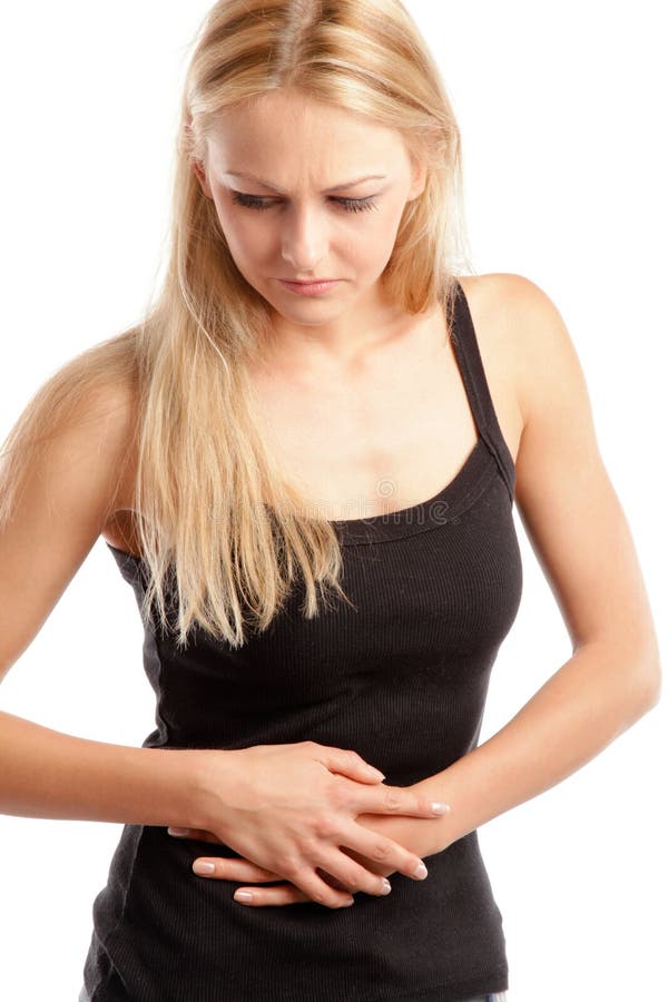 Stomachache da mulher imagens de stock Stomachache da mulher imagens de stock