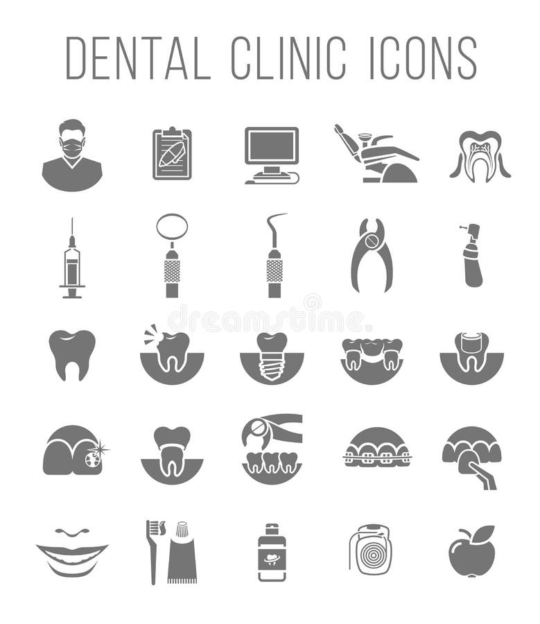 Stomatologiczne klinik usługa mieszkania sylwetek ikony