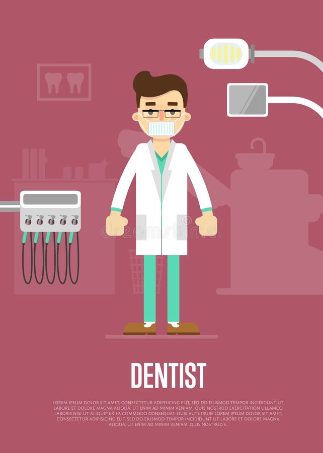 Stomatologiczny biurowy sztandar z dentystą i wyposażeniem royalty ilustracja Stomatologiczny biurowy sztandar z dentystą i wyposażeniem royalty ilustracja