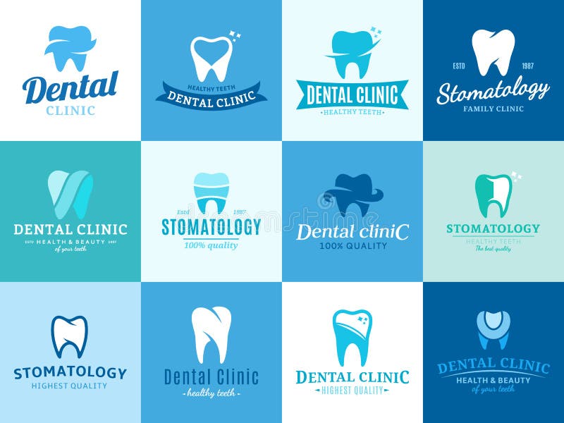 Stomatologiczny klinika logo, ikony i projektów elementy