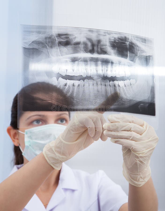 Stomatologist se dirigeant au rayon X de mâchoire photos libres de droits Stomatologist se dirigeant au rayon X de mâchoire photos libres de droits