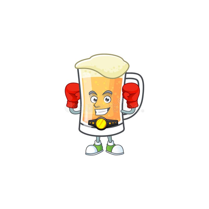 Stomme mug bier met boxing mascotte stock illustratie