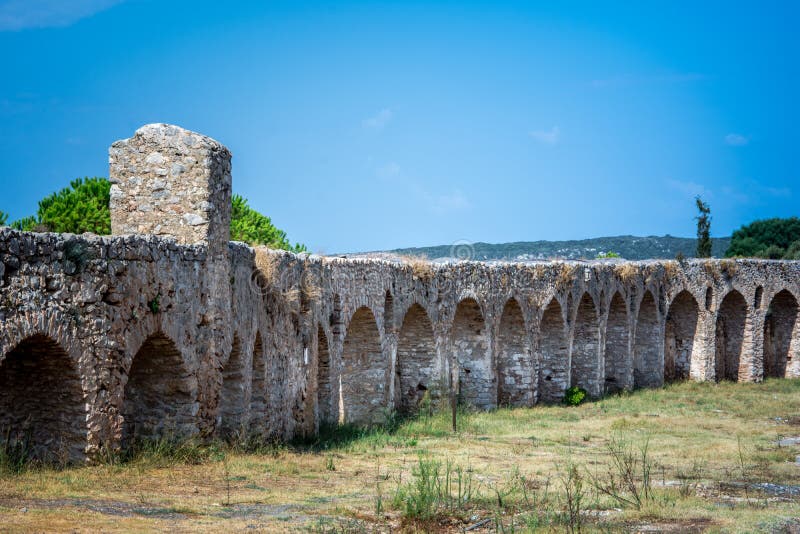 The stone arch canal for water transportation to the castle of Pylos, Peloponnese.