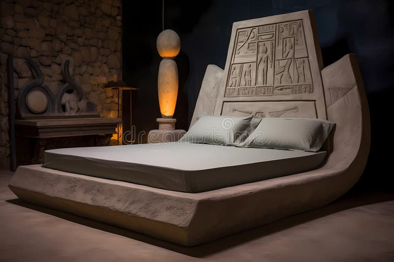 Stone Bed Ancient Egypt stock illustration. Illustration of pillows