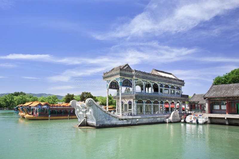 Stone boat at Kunming Lake, Summer Palace, Beijing, China stock image Stone boat at Kunming Lake, Summer Palace, Beijing, China stock image
