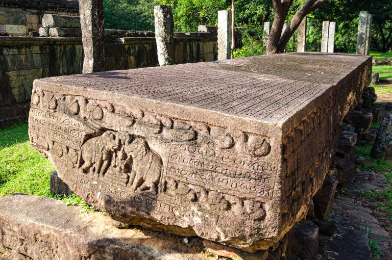 Stone Book Gal potha Stone inscriptions at ancient city of Polonnaruwa, Sri Lanka