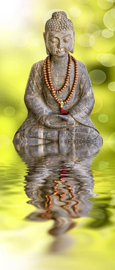 Stone Buddha Statue and Water Reflection Stock Image - Image of nature ...