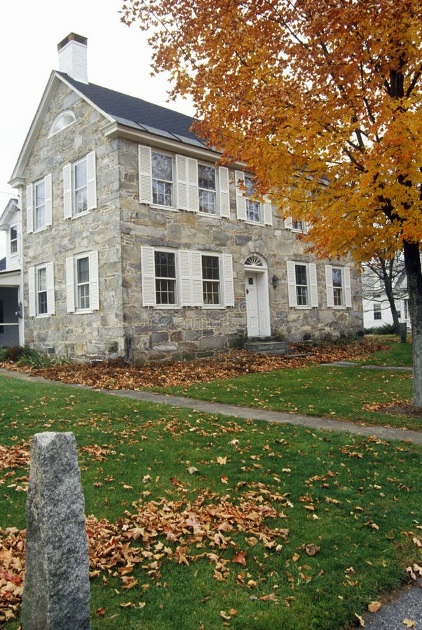 Stone Building in Autumn in Chester, VT Stock Image Image of stone