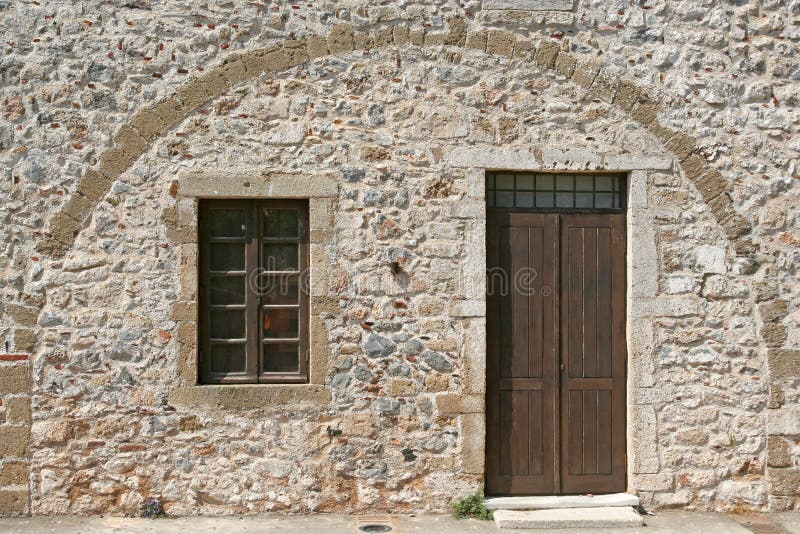 Stone Building Door and Window royalty free stock photo
