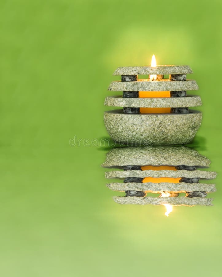 Stone Candle on Green