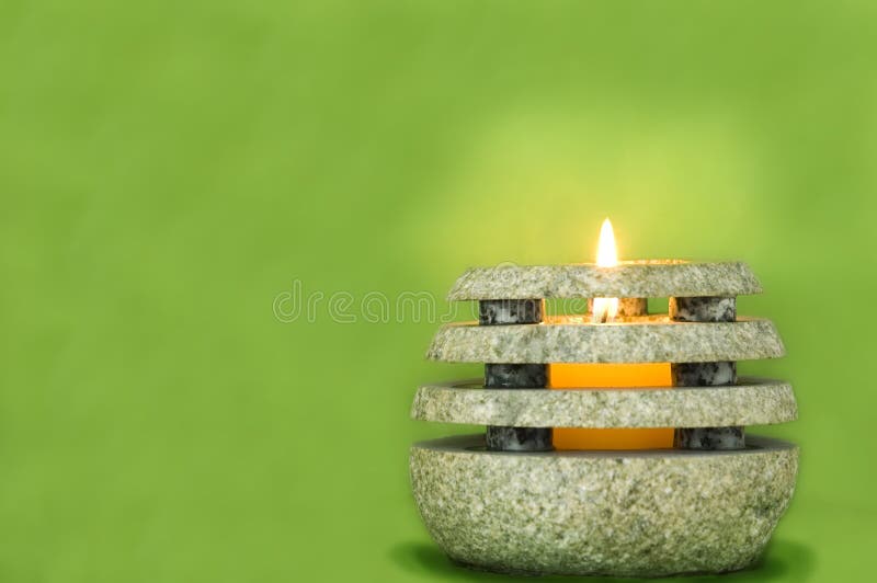 Stone Candle on Green