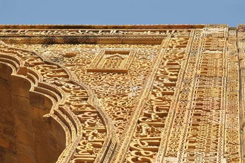 Stone carving in ancient Mosque, Ajmer, Rajasthan