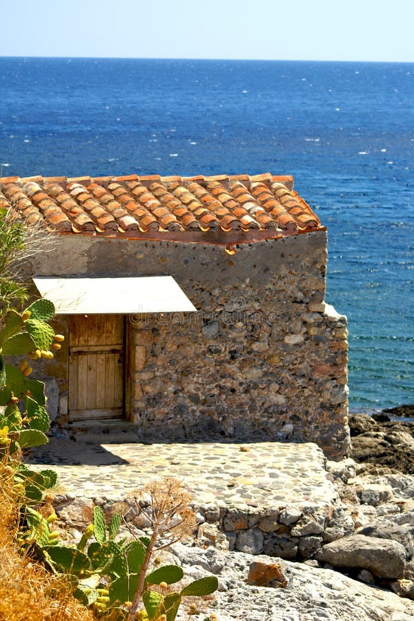 Stone Cottage by Sea in Monemvasia, Greece Stock Image Image of ruin