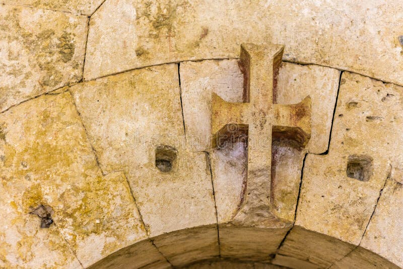 Stone Cross on Ancient Wall Stock Photo Image of sign, history 110918178