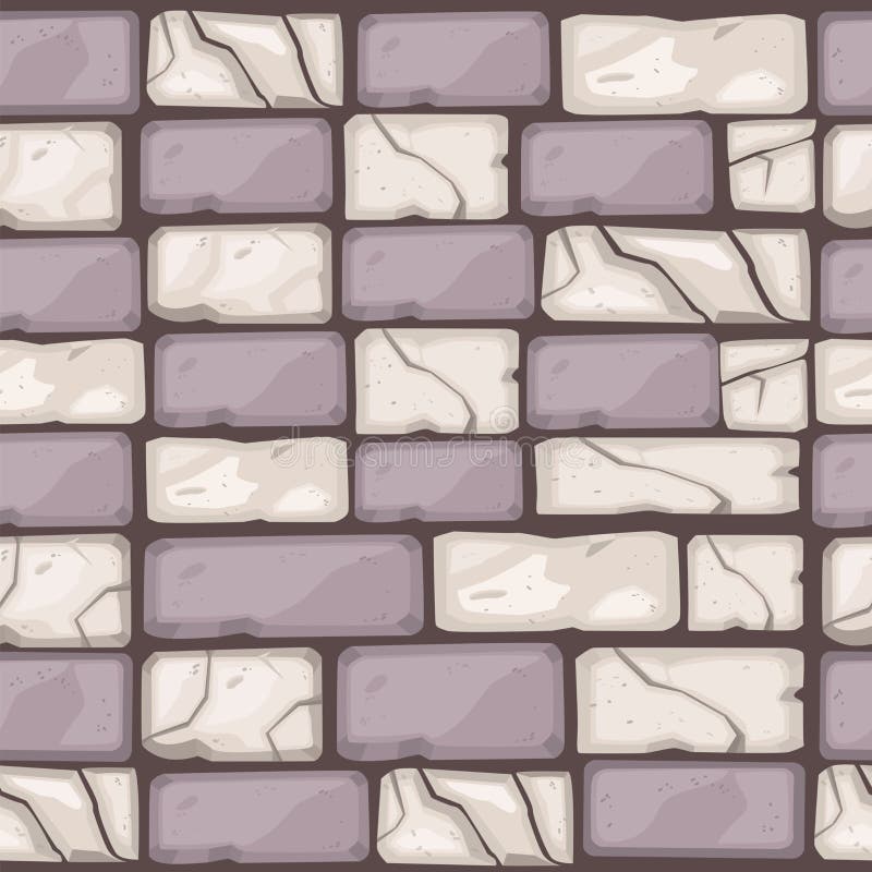 Stone floor seamless pattern, brick wall tile vector texture, old cracked pavement rock background.