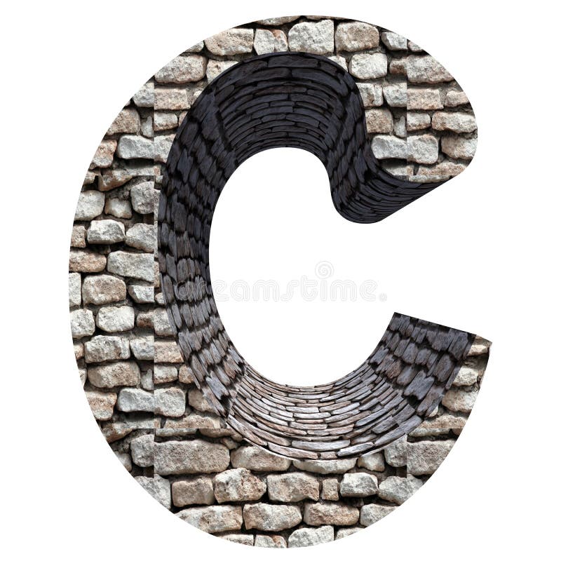 High resolution stone font isolated on white background for constructio, architecture purposes
