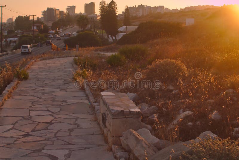 Stone footpath at sunset royalty free stock images Stone footpath at sunset royalty free stock images