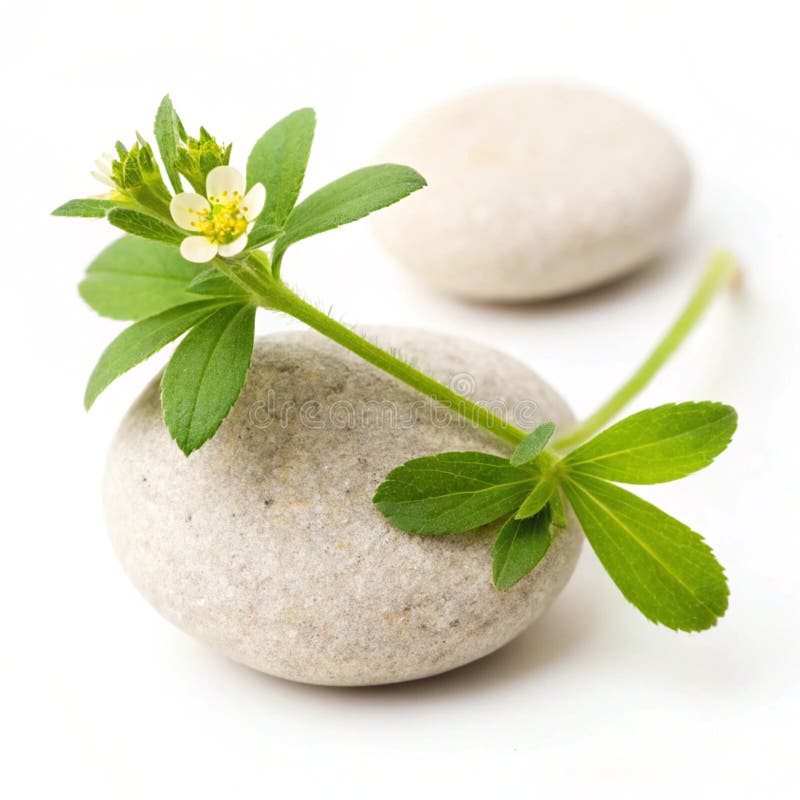 Stone and Grass Λουλούδι απομονωμένο σε λευκό φόντο διανυσματική απεικόνιση