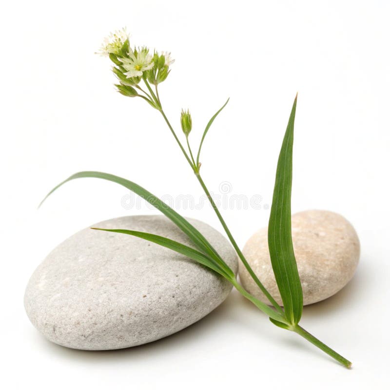 Stone and Grass Λουλούδι απομονωμένο σε λευκό φόντο διανυσματική απεικόνιση