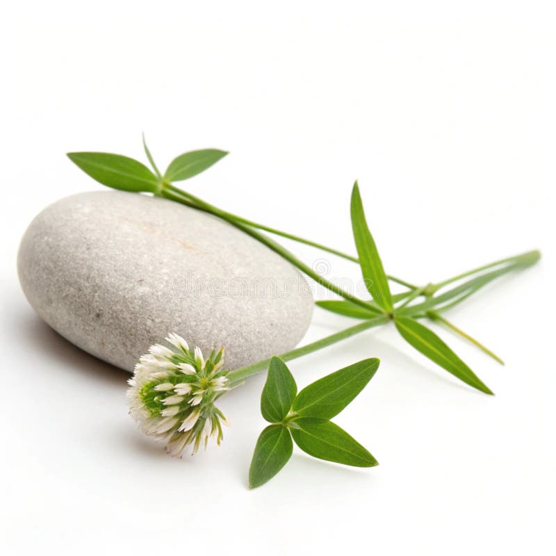 Stone and Grass Λουλούδι απομονωμένο σε λευκό φόντο ελεύθερη απεικόνιση δικαιώματος