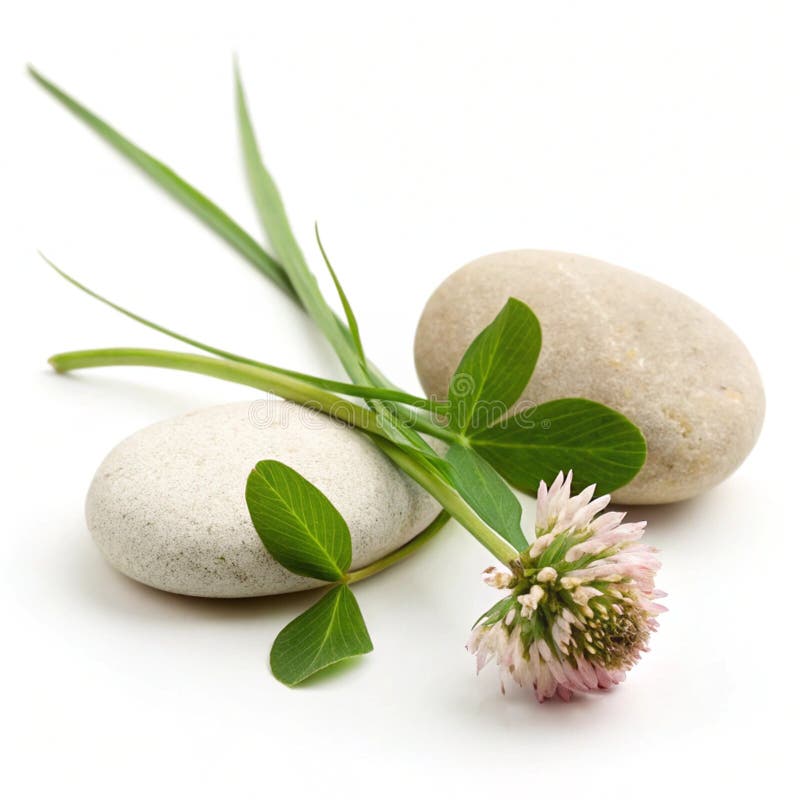 Stone and Grass Λουλούδι απομονωμένο σε λευκό φόντο απεικόνιση αποθεμάτων