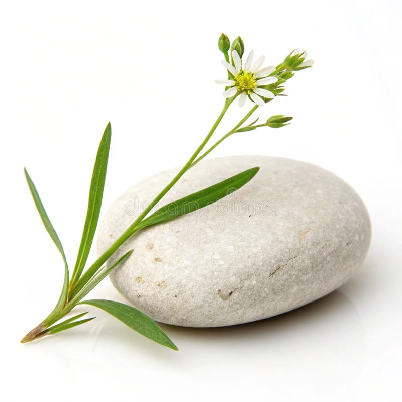 Stone and Grass Λουλούδι απομονωμένο σε λευκό φόντο ελεύθερη απεικόνιση δικαιώματος