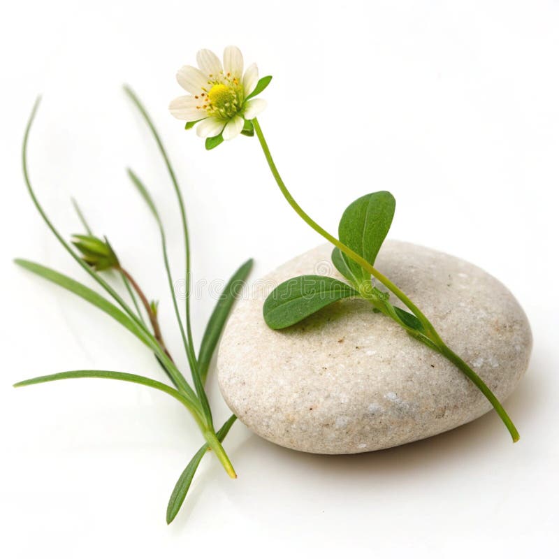 Stone and Grass Λουλούδι απομονωμένο σε λευκό φόντο διανυσματική απεικόνιση