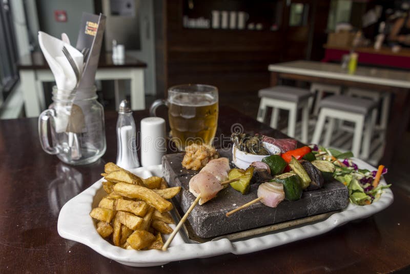 Stone Grill Steak Served in Restuarant Stock Image Image of chairs