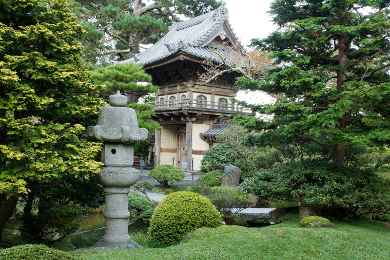 Stone Lantern by Japanese Garden Entrance