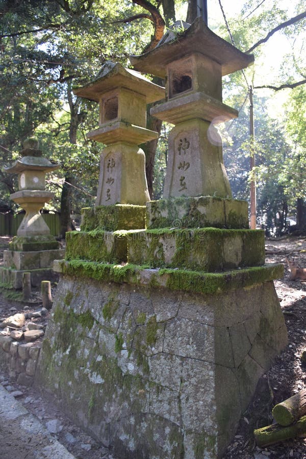 Stone lanterns Kasuga Taisha Shrine Nara, Japan stock photo Stone lanterns Kasuga Taisha Shrine Nara, Japan stock photo