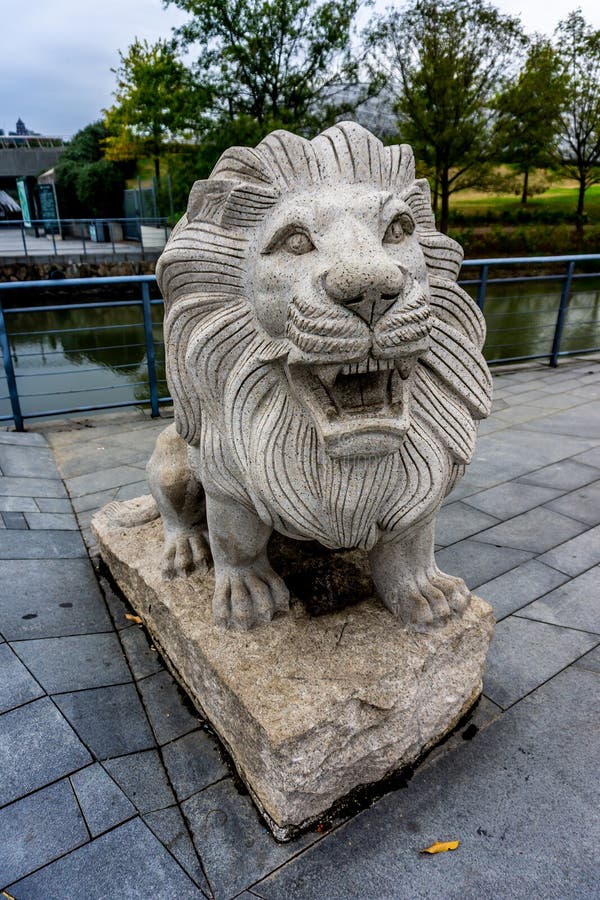 Stone Lion Sculpture stock photo. Image of head, face 134099514
