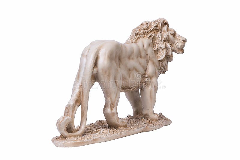 Stone Lion Statuettes, Back View Stock Photo Image of wildlife, white