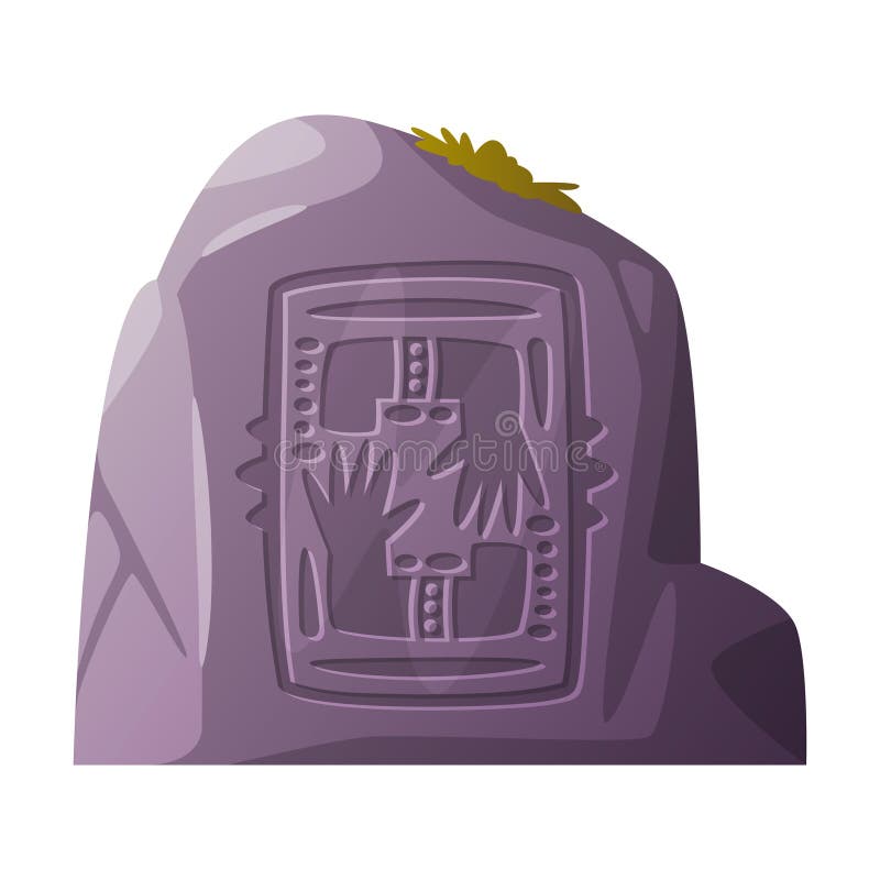 Stone with Maya and Aztec Symbol and Tribal Sign Engraving Vector Illustration stock illustration
